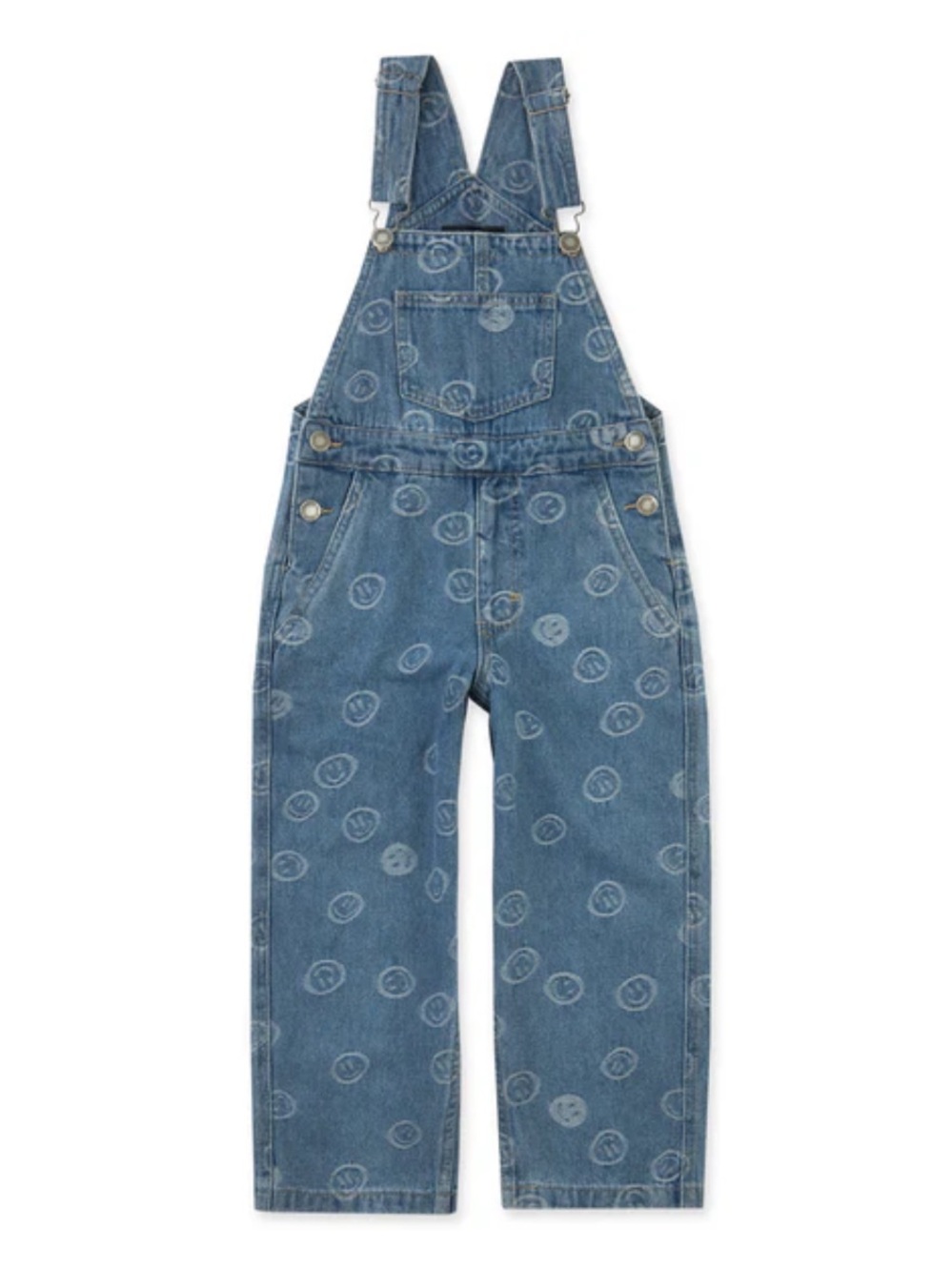 MOLO Blue Denim Kids Overalls with Smile Print